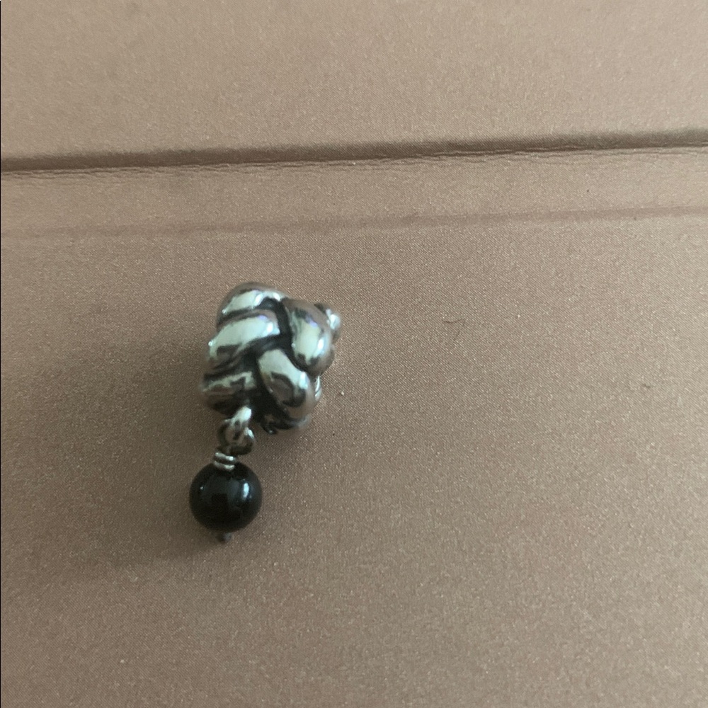 RETIRED Genuine Pandora Silver Knot Charm with Black Bead